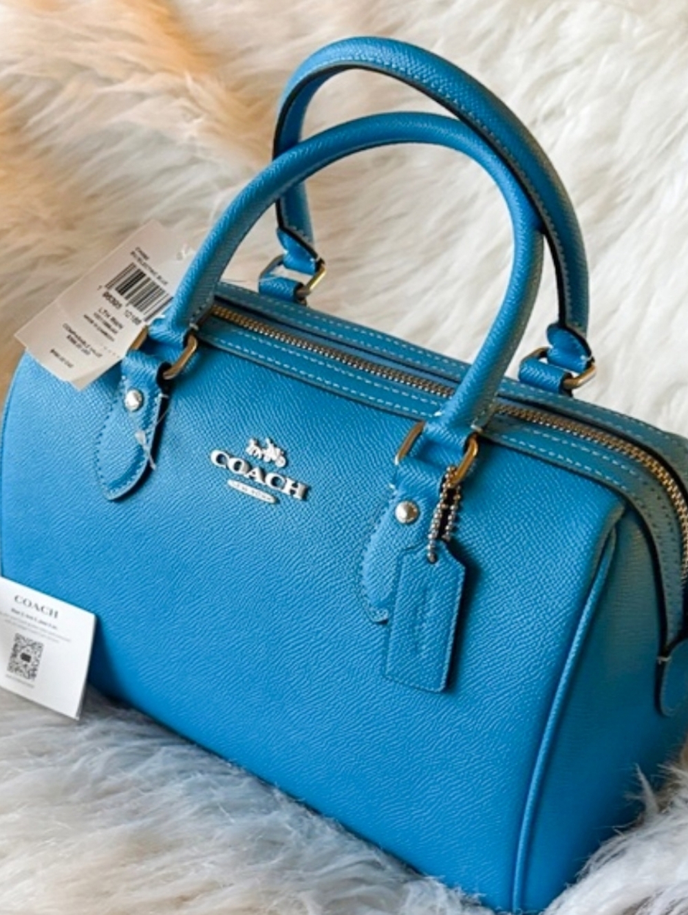 Coach Rowan Pebbled Leather in Turquoise Blue